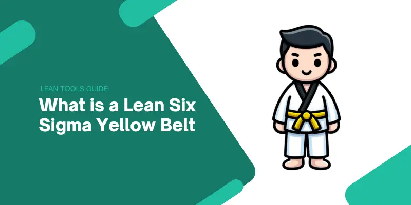 A Cover image for the guide with the title "What is a Lean Six Sigma Yellow Belt" With a character on it wearing a Karate Gi and a Yellow Belt.